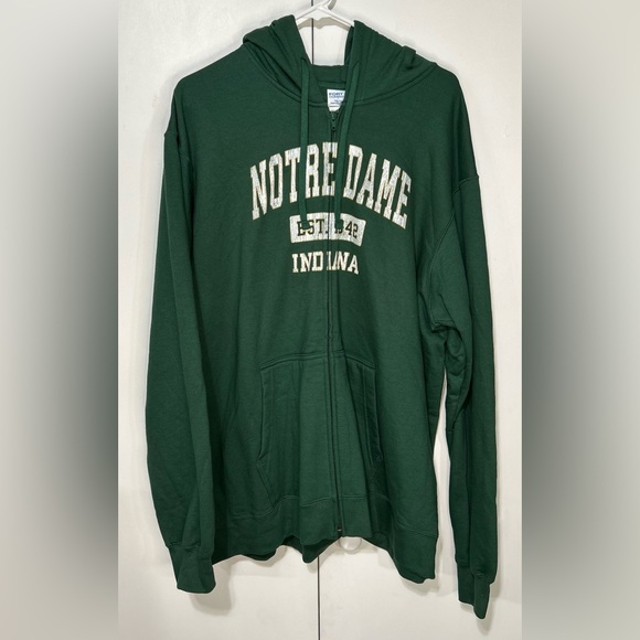 Notre Dame Indiana Forest Green Men’s XL Full Zip Hoodie Jacket with pockets - Picture 1 of 8